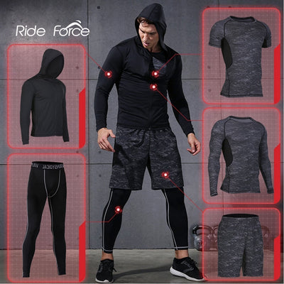 5 Pcs/Set Men's Tracksuit Sports Suit