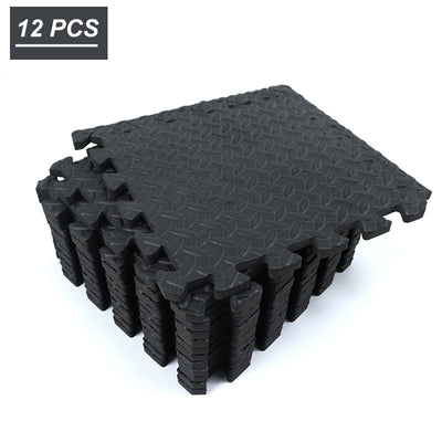 12PCS 30*30cm EVA Leaf Grain Floor Sport Protection Gym Mat Non-Slip Soft Foam Splicing Rugs Thicken Shock Room Workout Yoga Mat